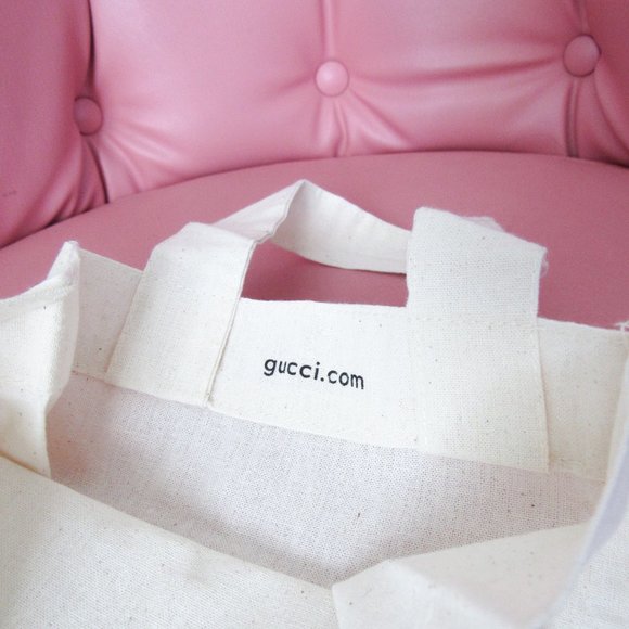 GUCCI Reusable Cotton Canvas Tote Bag Mini / in Cream - Picture 3 of 7